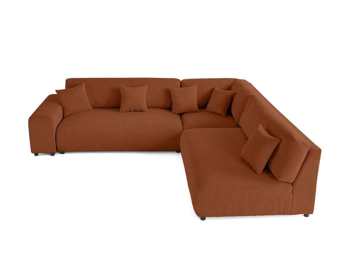 Canapé modulable d'angle droit 6 places en velours côtelé Garance