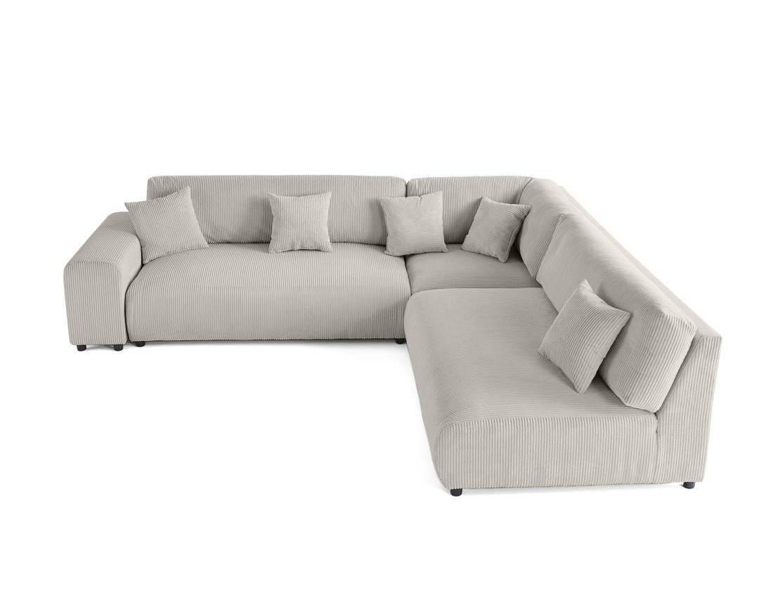 Canapé modulable d'angle droit 6 places en velours côtelé Garance