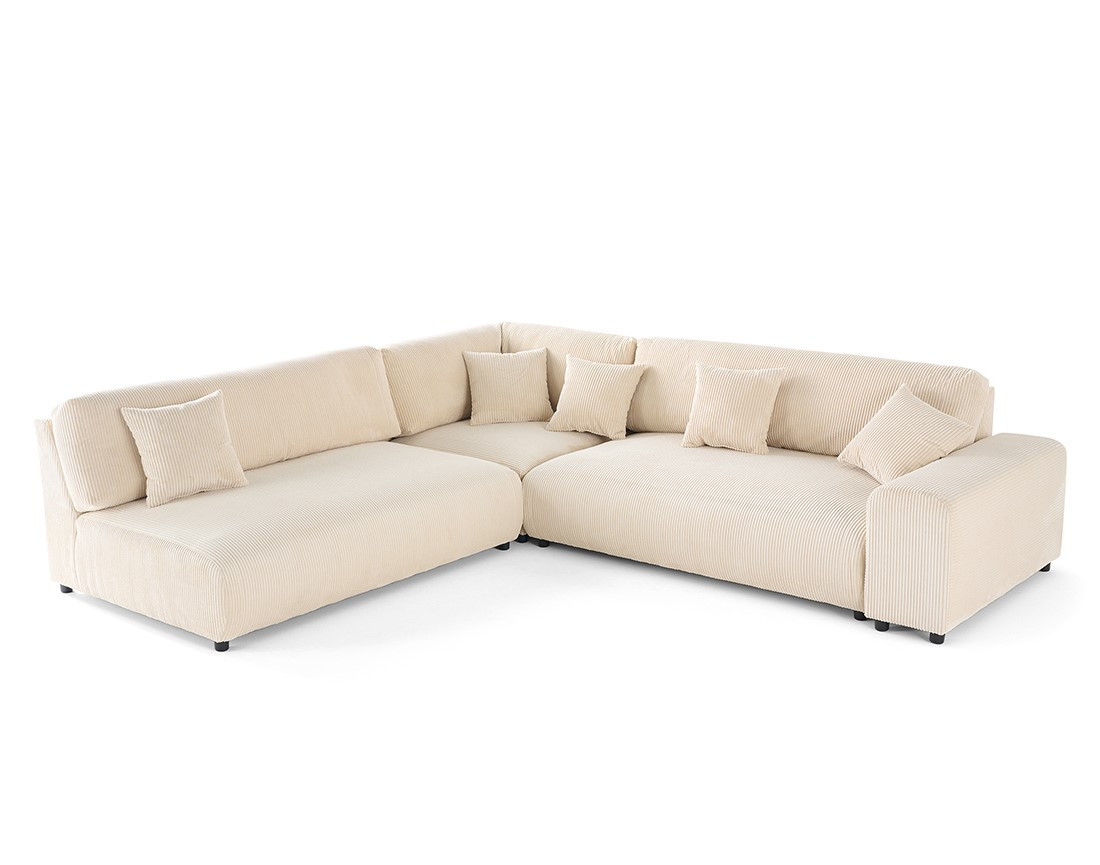 Canapé modulable d'angle gauche 6 places en velours côtelé Garance