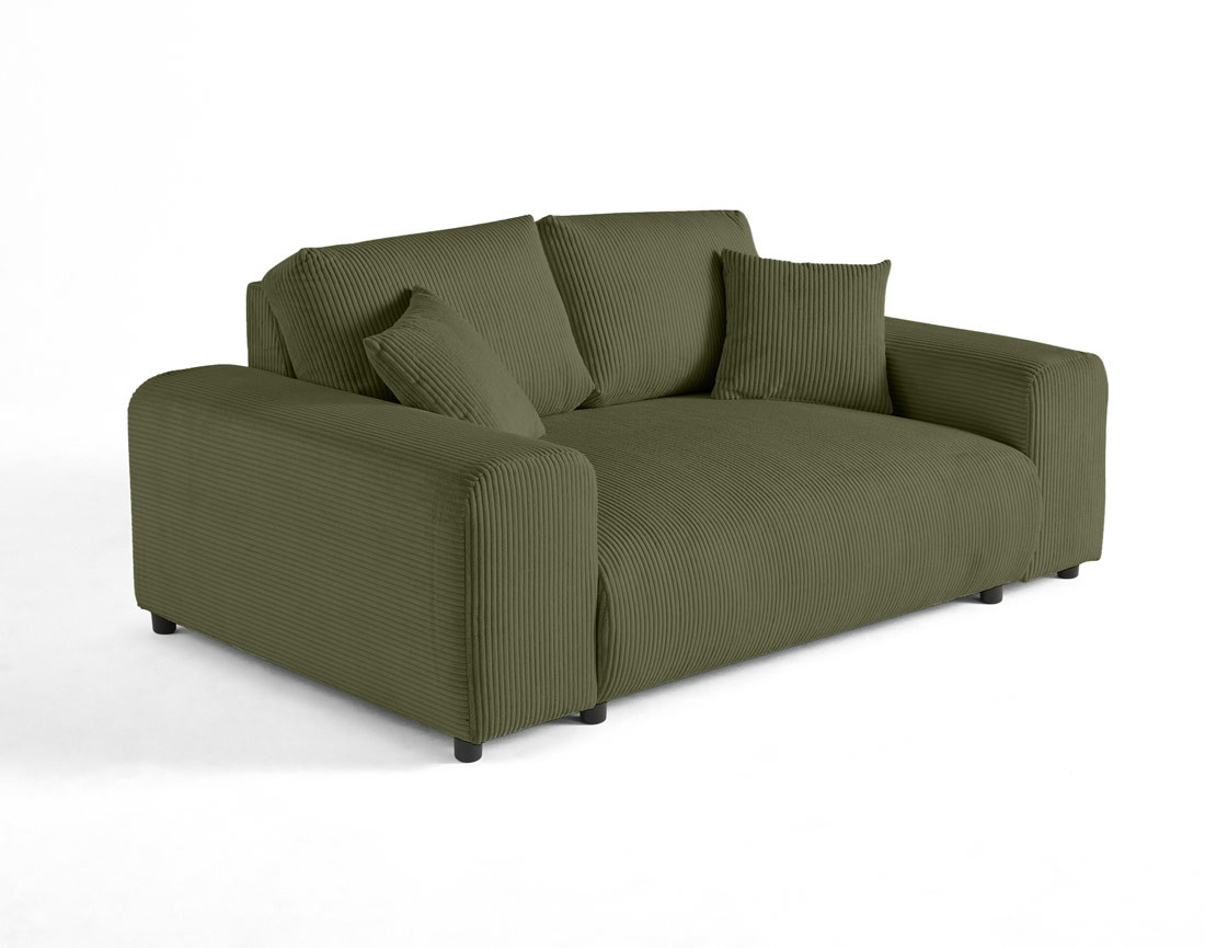 Canapé droit 2 places en velours côtelé Garance