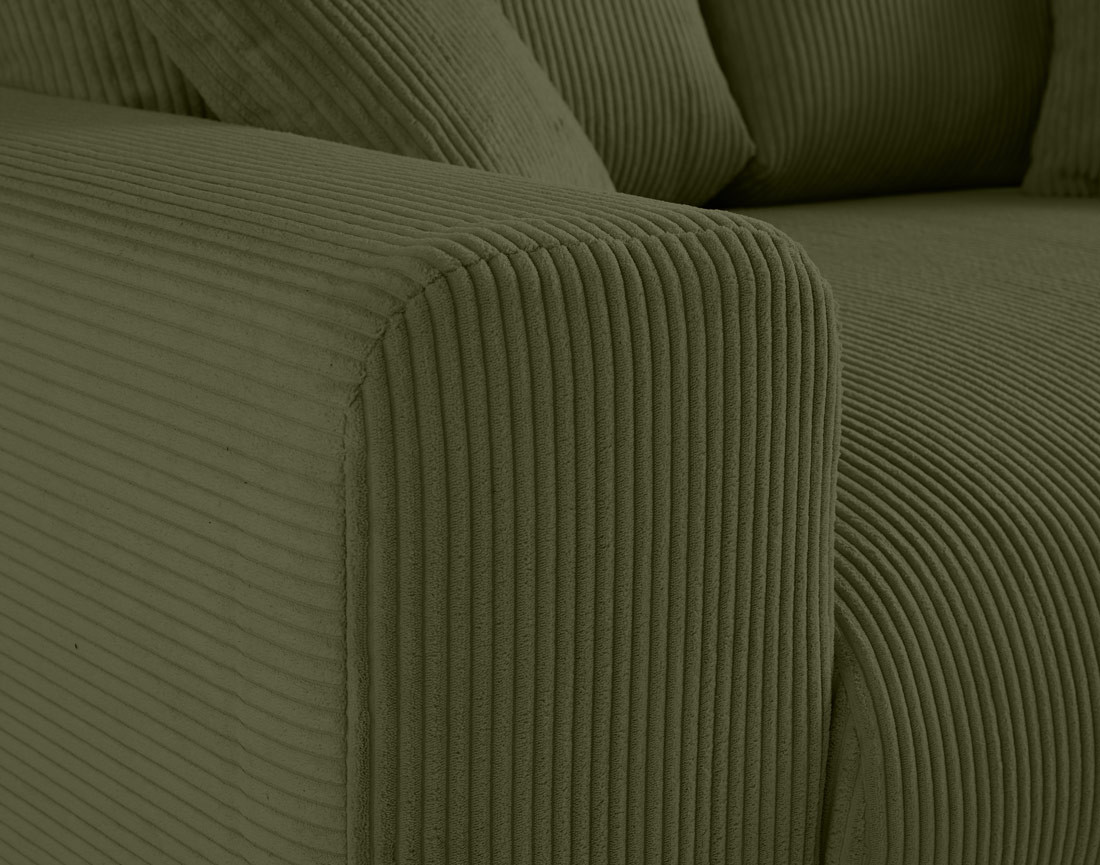 Canapé droit 2 places en velours côtelé Garance