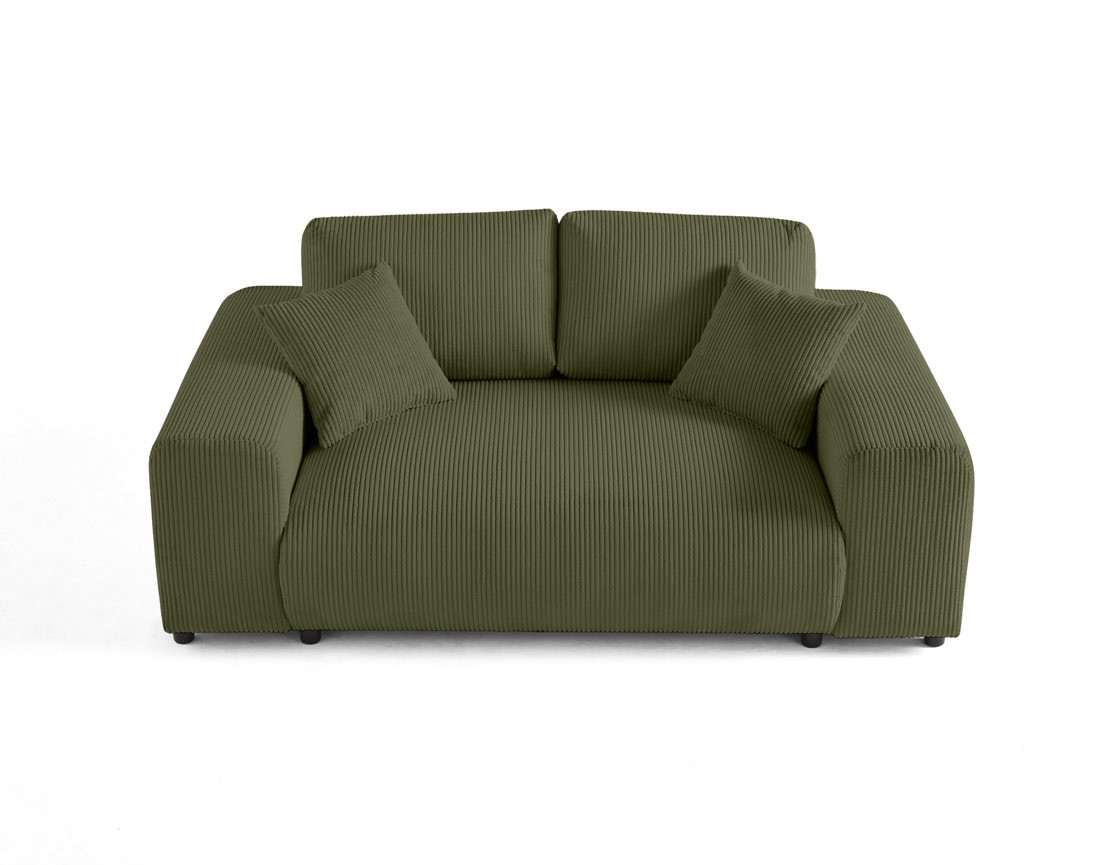 Canapé droit 2 places en velours côtelé Garance