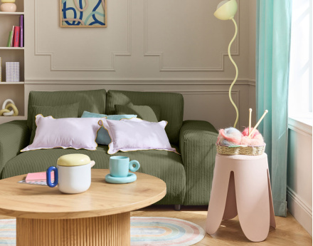 Canapé droit 2 places en velours côtelé Garance