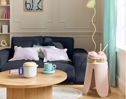 Canapé droit 2 places en velours côtelé Garance