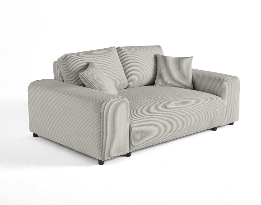 Canapé droit 2 places en velours côtelé Garance