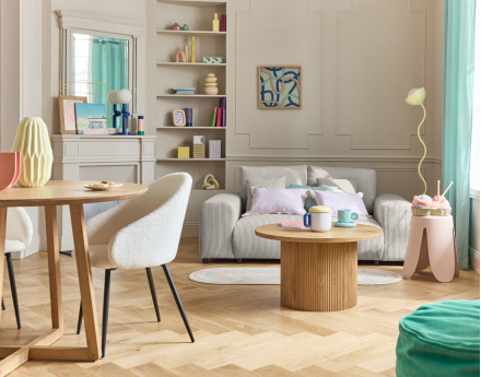 Canapé droit 2 places en velours côtelé Garance