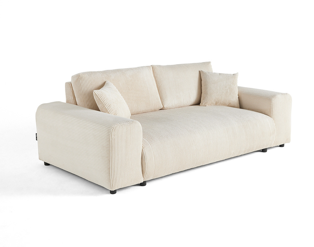 Canapé droit 3 places en velours côtelé Garance