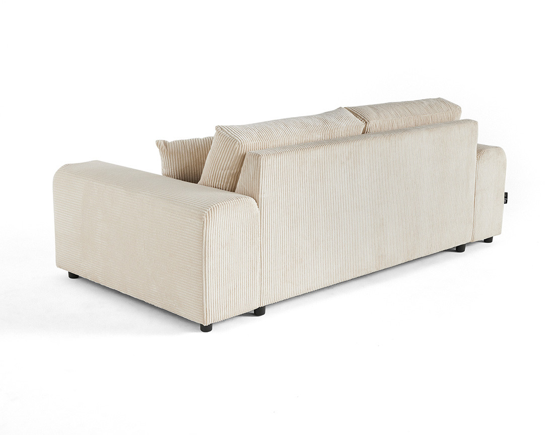 Canapé droit 3 places en velours côtelé Garance