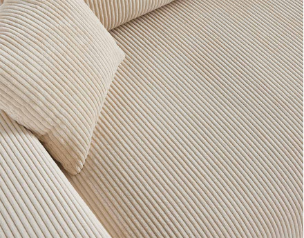 Canapé droit 3 places en velours côtelé Garance