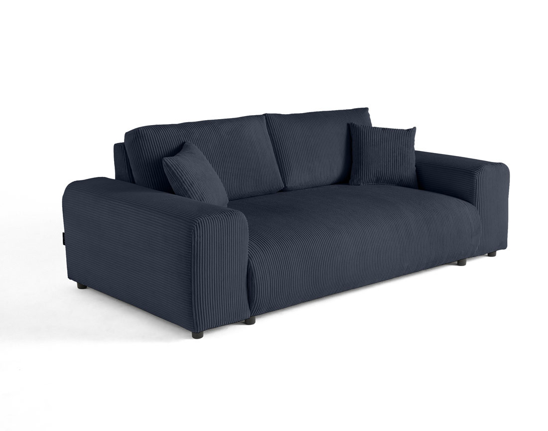 Canapé droit 3 places en velours côtelé Garance