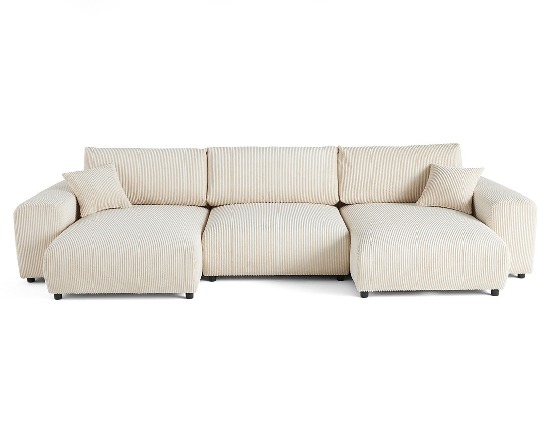 Canapé panoramique en U 7 places en velours côtelé Garance