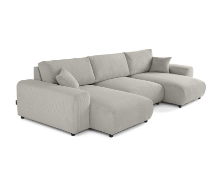 Canapé panoramique en U 7 places en velours côtelé Garance