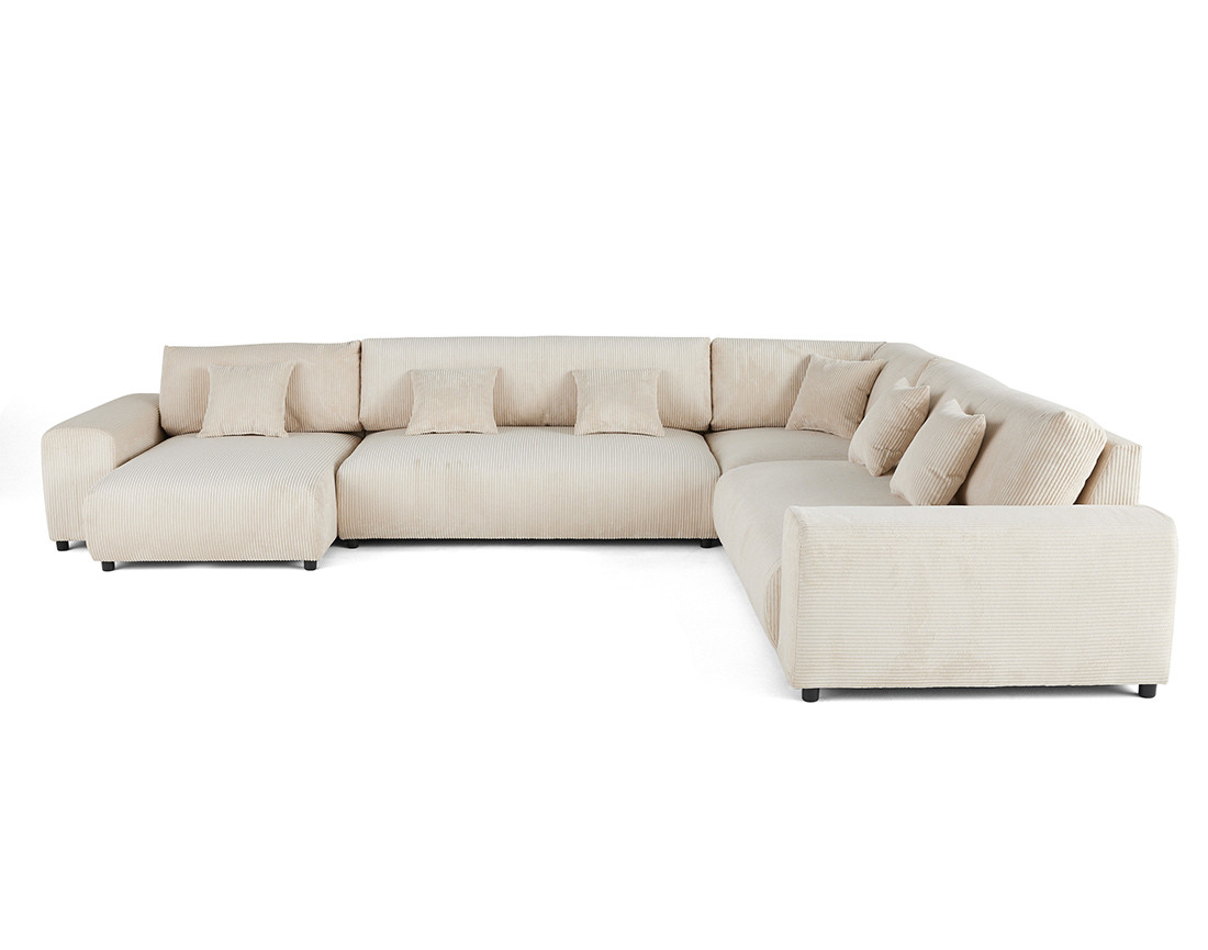 Canapé modulable d'angle droit 8 places en velours côtelé Garance