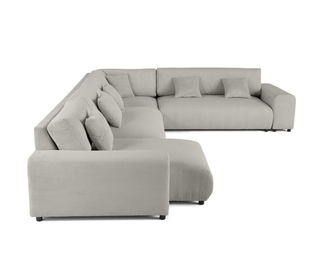 Canapé modulable d'angle droit 8 places en velours côtelé Garance