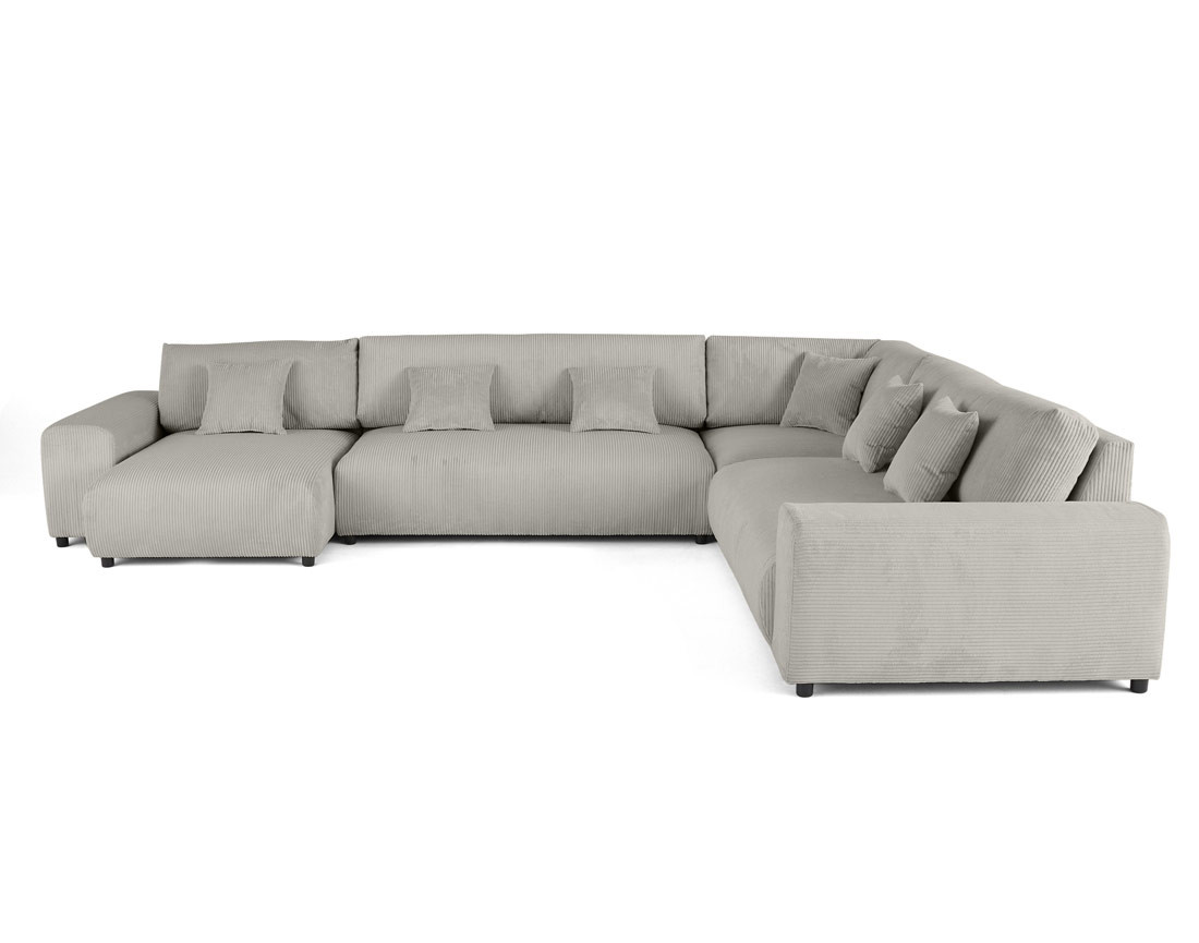 Canapé modulable d'angle droit 8 places en velours côtelé Garance