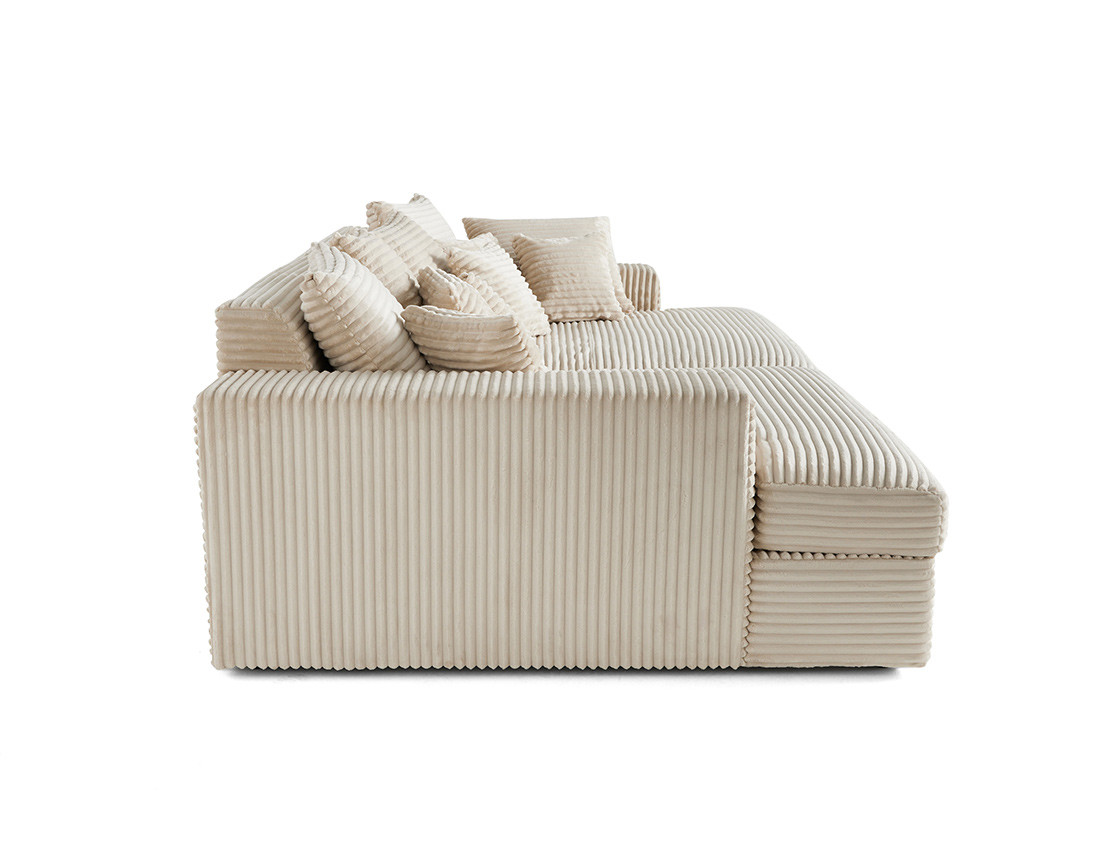 Canapé 4 places avec double méridienne en velours côtelé grosses côtes Collins
