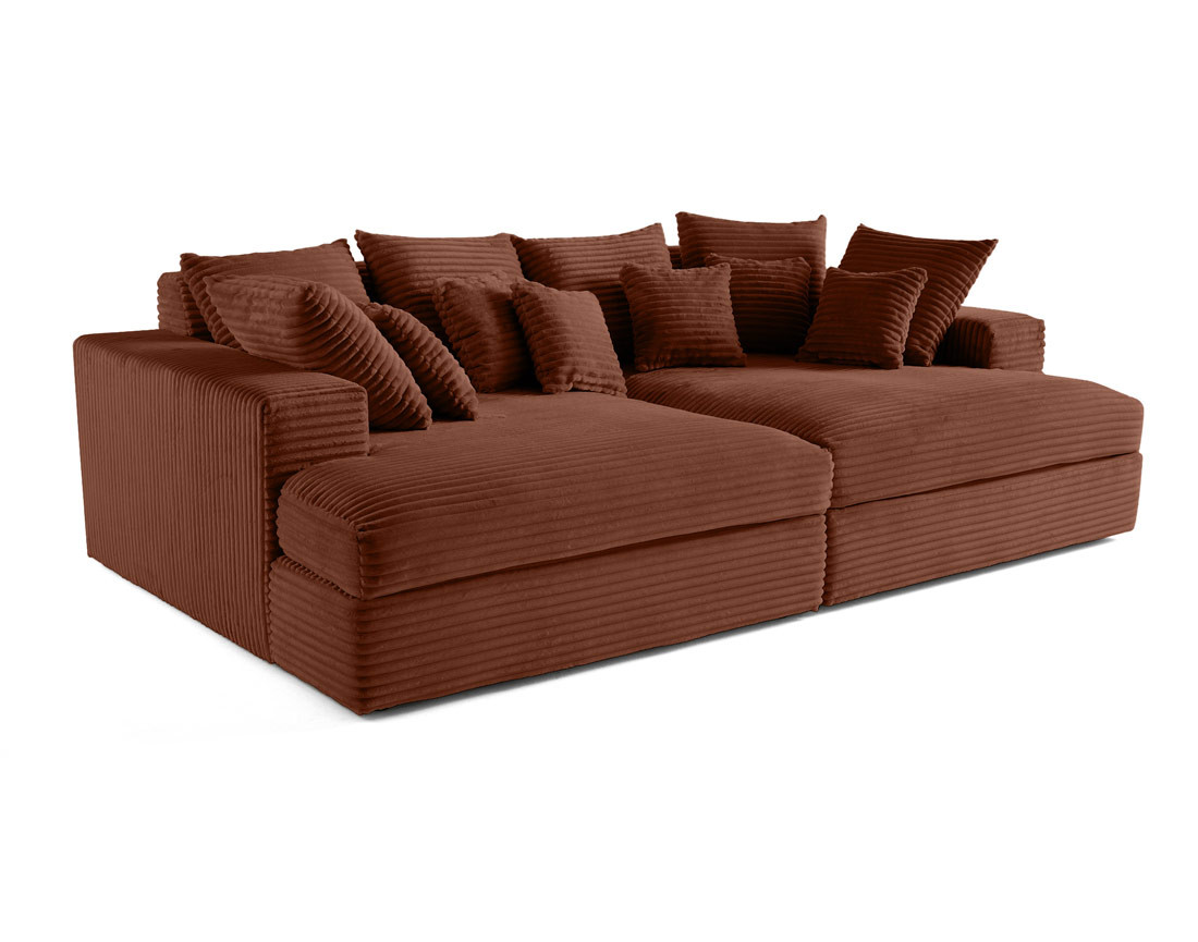 Canapé 4 places avec double méridienne en velours côtelé grosses côtes Collins