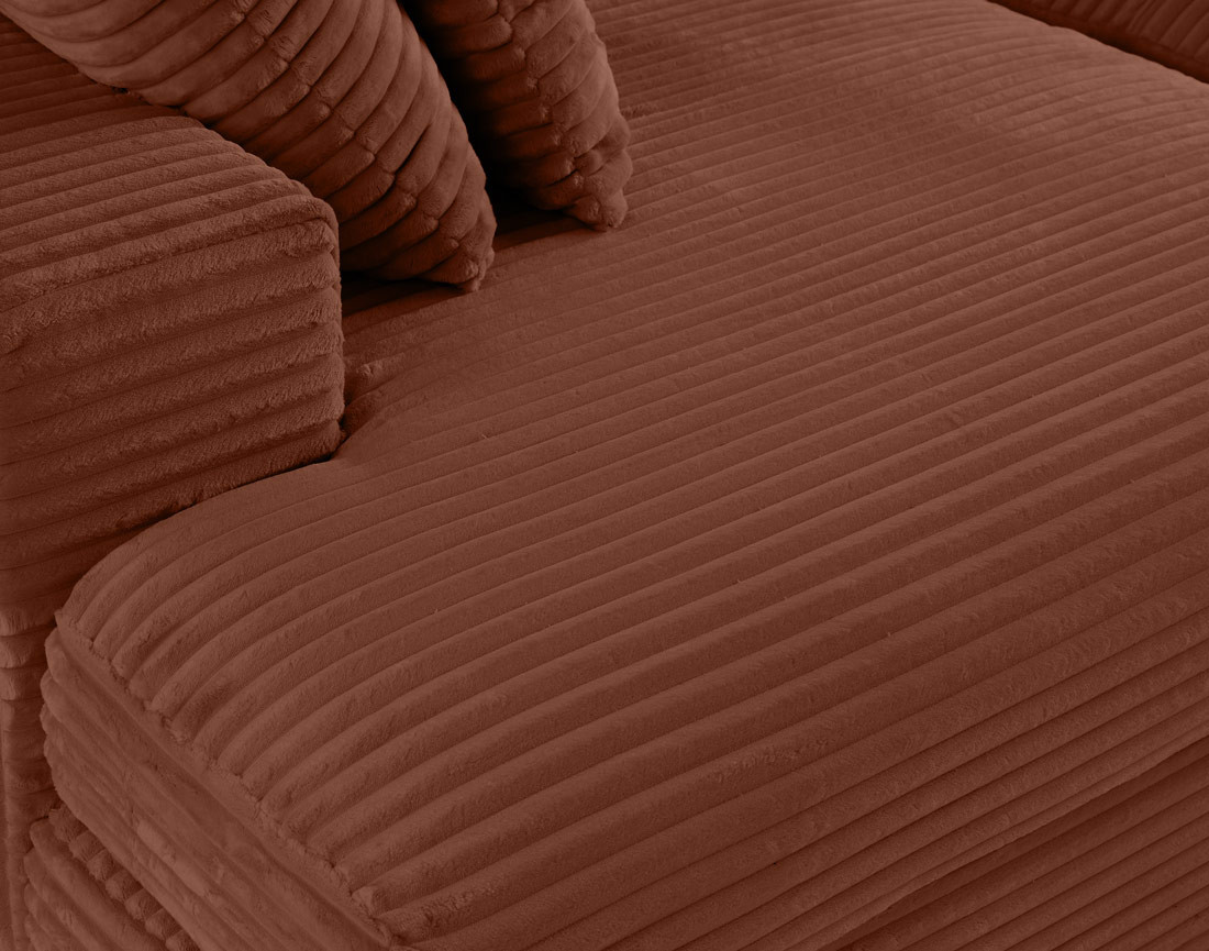 Canapé 4 places avec double méridienne en velours côtelé grosses côtes Collins