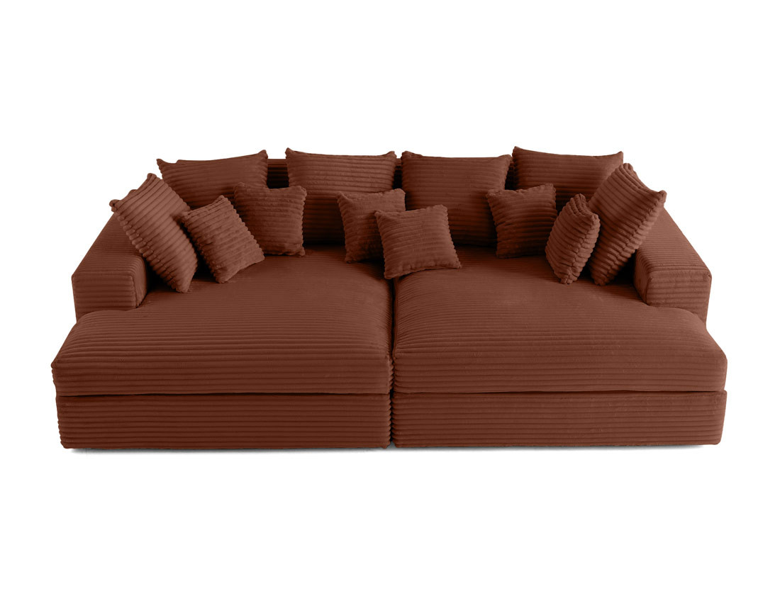 Canapé 4 places avec double méridienne en velours côtelé grosses côtes Collins