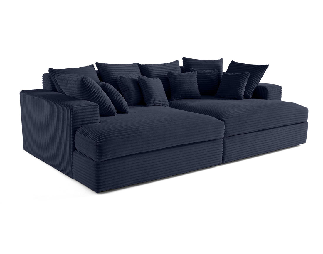 Canapé 4 places avec double méridienne en velours côtelé grosses côtes Collins
