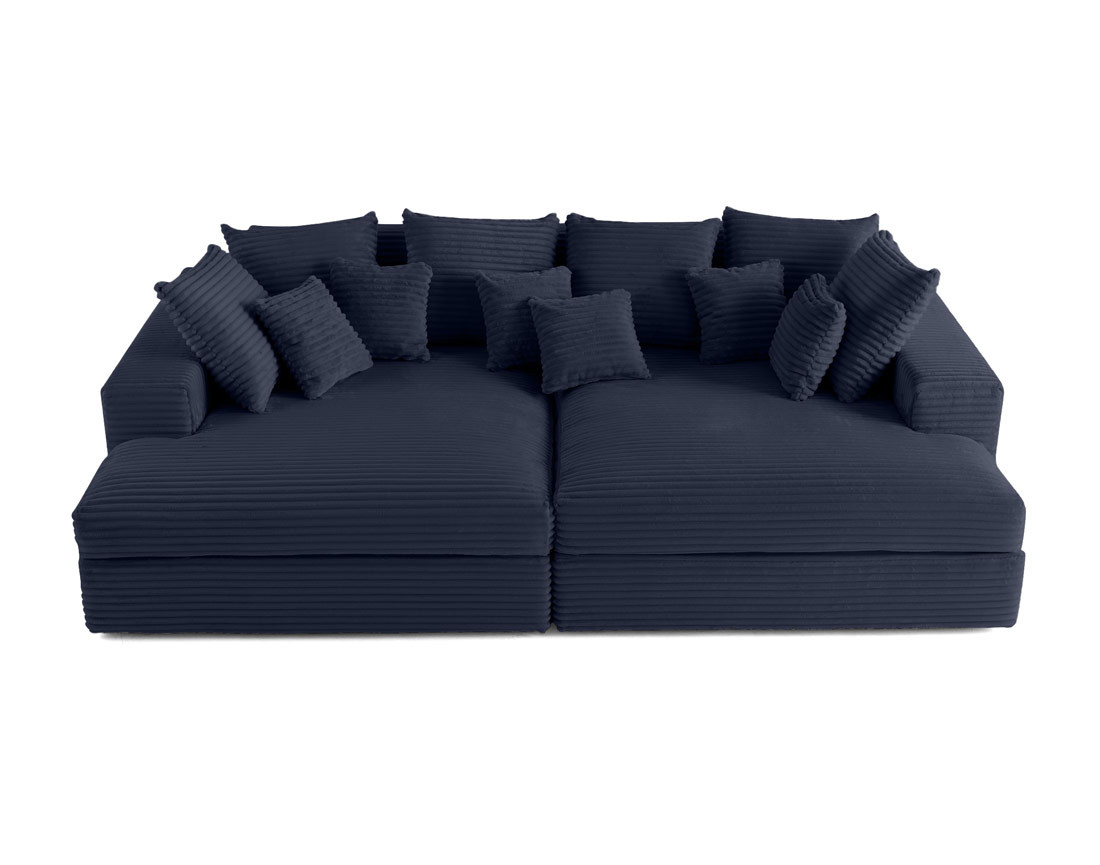Canapé 4 places avec double méridienne en velours côtelé grosses côtes Collins