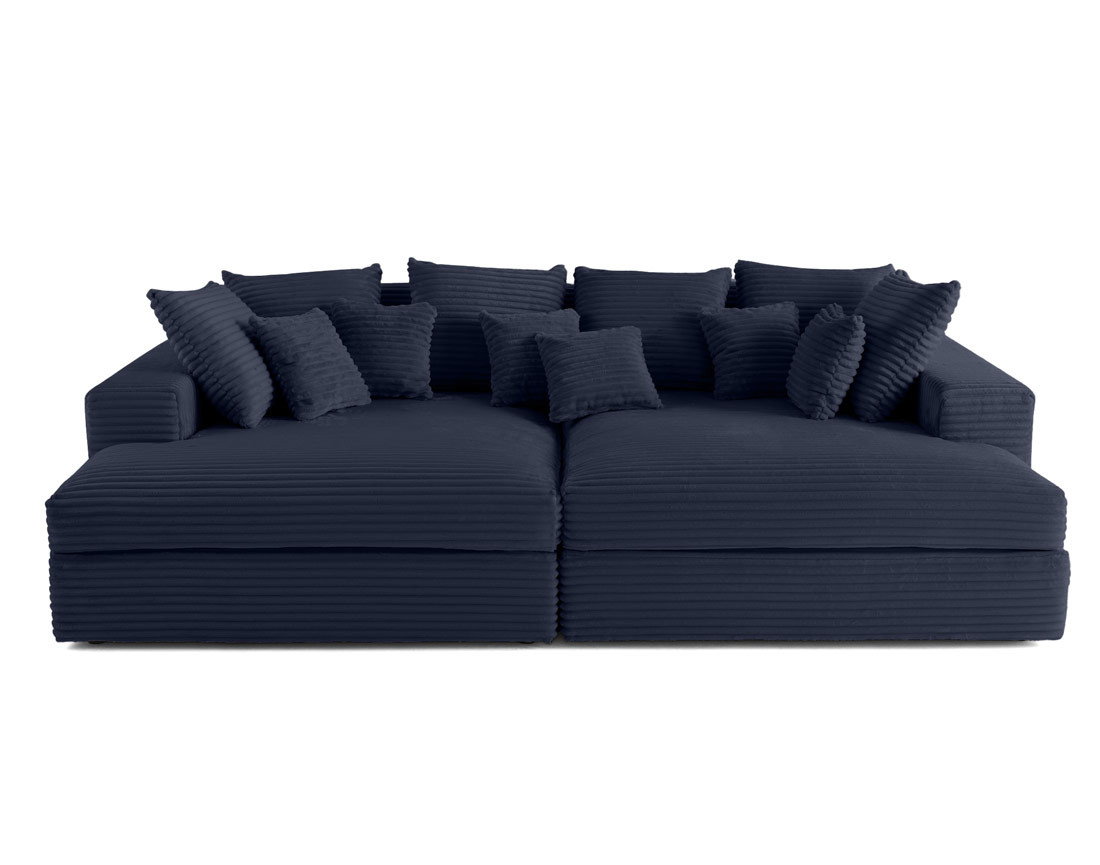Canapé 4 places avec double méridienne en velours côtelé grosses côtes Collins