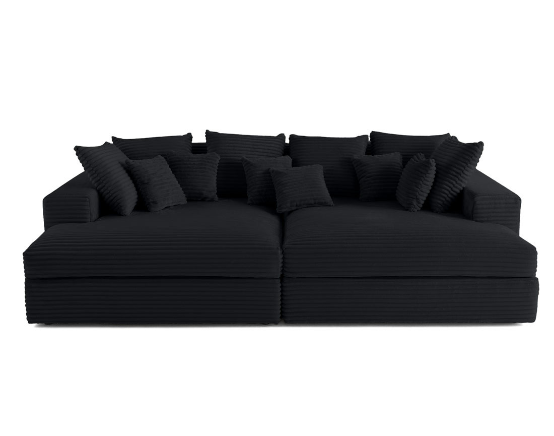 Canapé 4 places avec double méridienne en velours côtelé grosses côtes Collins