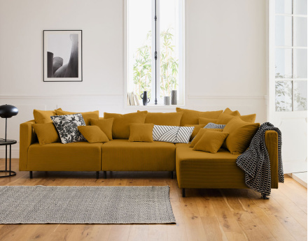 Module d'assise sans accoudoirs en velours côtelé Edinburg