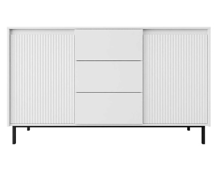 Buffet bas blanc 3 tiroirs et 2 portes 153 cm Girona