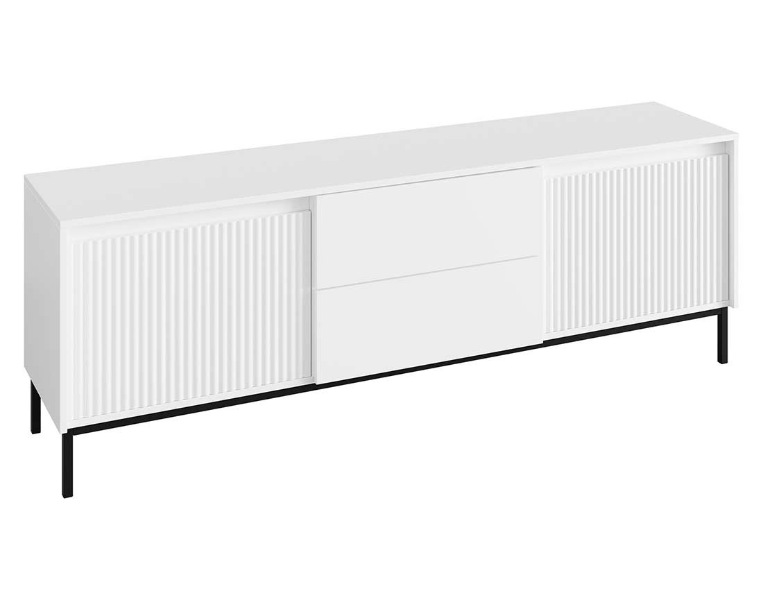 Meuble tv blanc 2 portes et 2 tiroirs 174 cm Girona