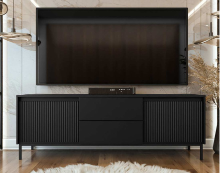 Meuble tv noir 2 portes et 2 tiroirs 174 cm Girona