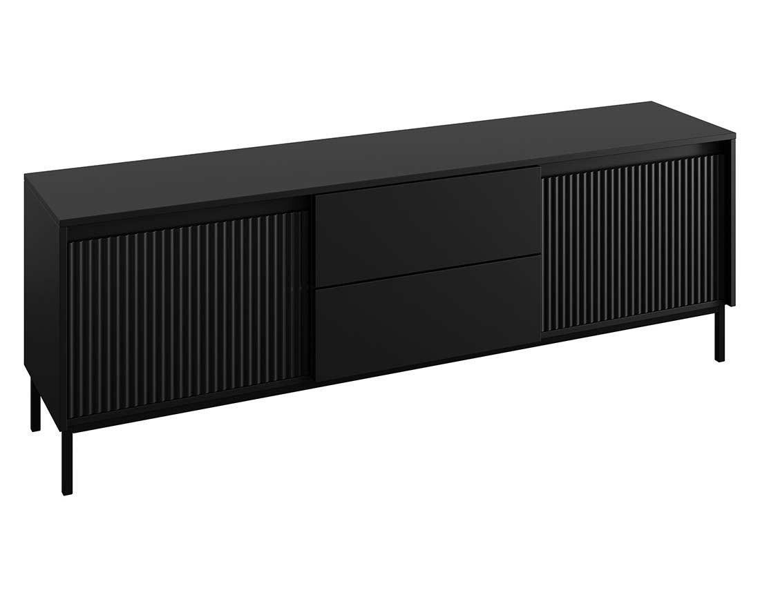 Meuble tv noir 2 portes et 2 tiroirs 174 cm Girona