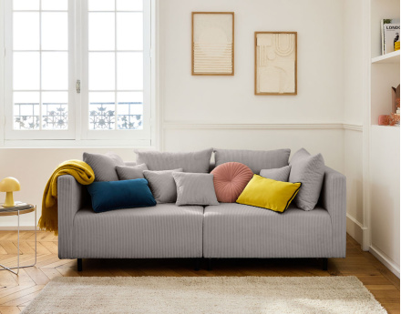 Canapé modulable 2 places en velours côtelé Edinburg