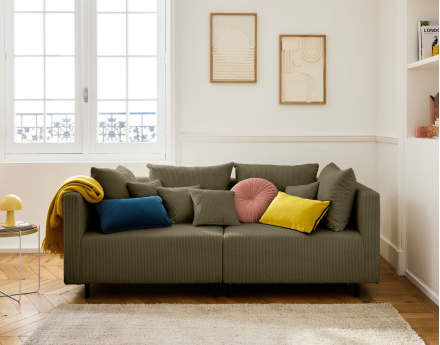 Canapé modulable 2 places en velours côtelé Edinburg