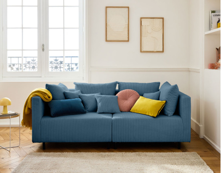 Canapé modulable 2 places en velours côtelé Edinburg