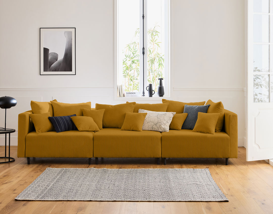 Canapé modulable 3 places en velours côtelé Edinburg