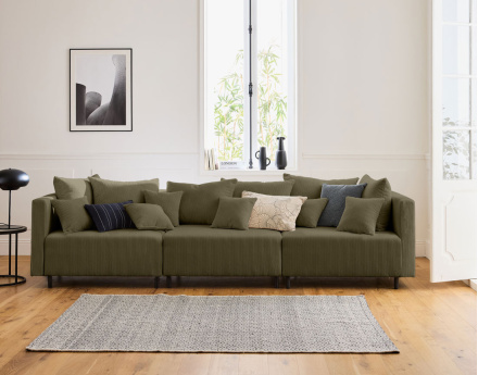 Canapé modulable 3 places en velours côtelé Edinburg