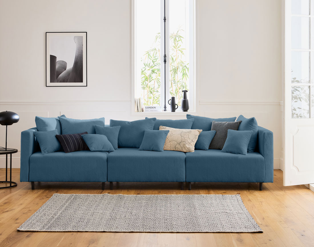 Canapé modulable 3 places en velours côtelé Edinburg