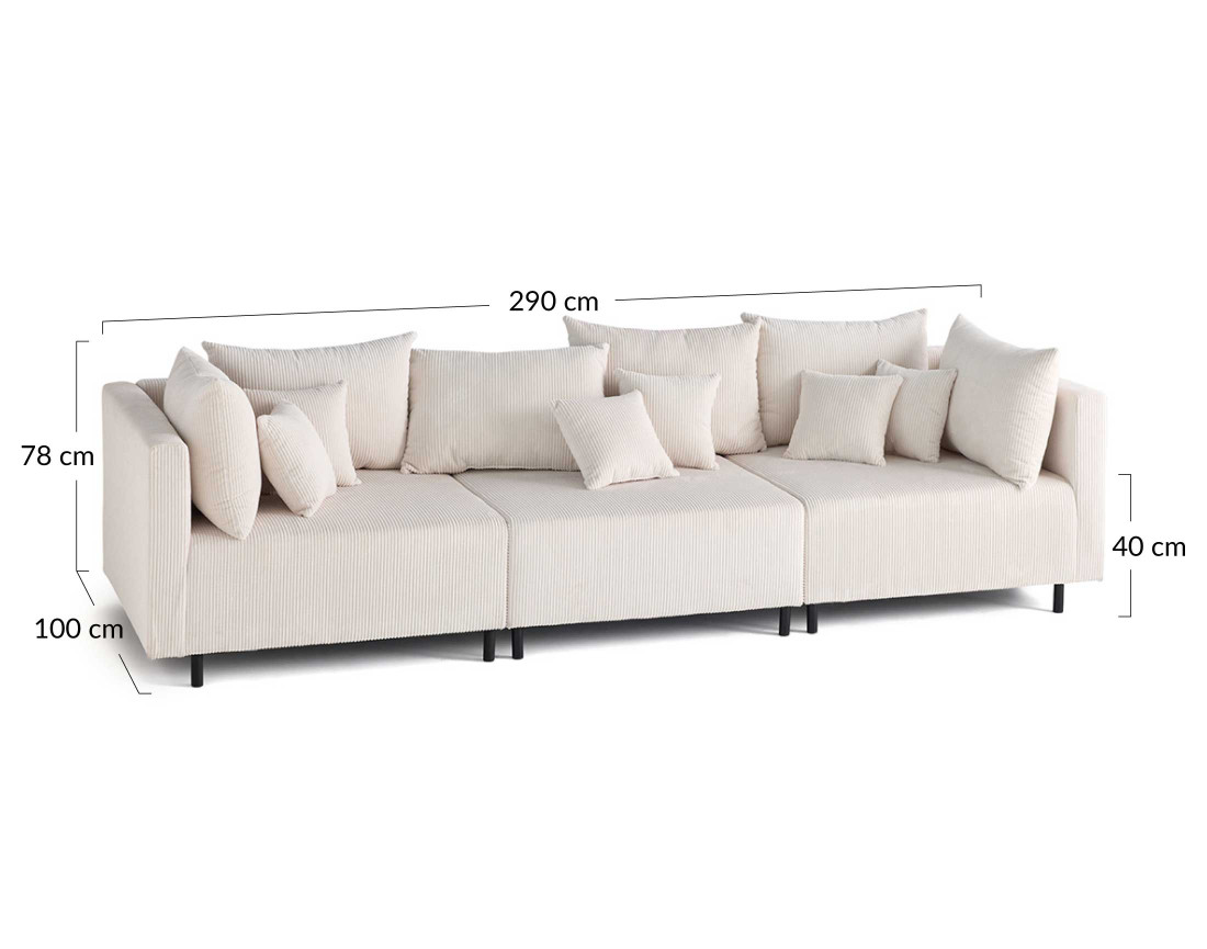 Canapé modulable 3 places en velours côtelé Edinburg