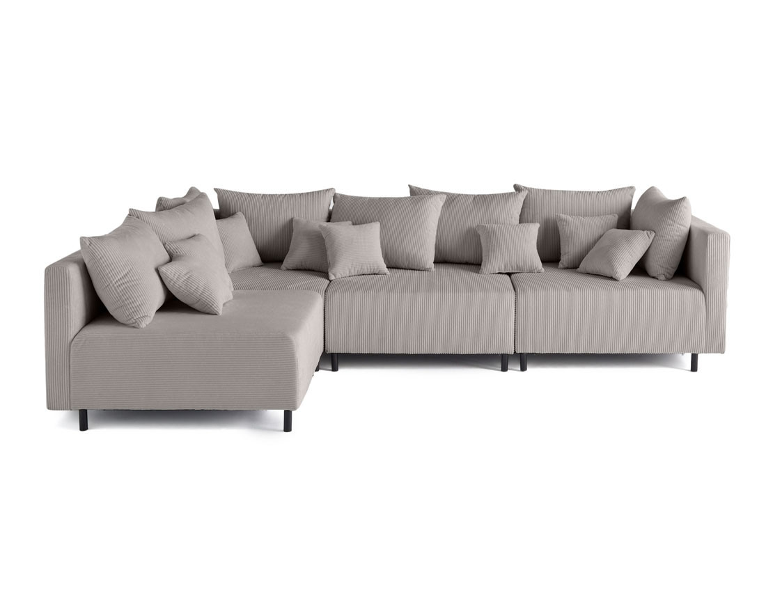 Canapé modulable d'angle réversible 4 places en velours côtelé Edinburg
