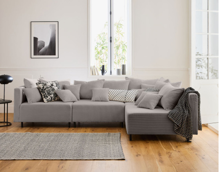 Canapé modulable d'angle réversible 4 places en velours côtelé Edinburg