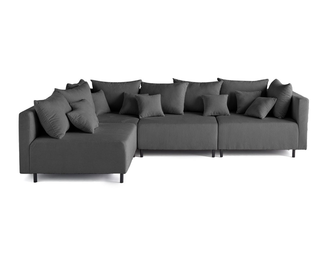 Canapé modulable d'angle réversible 4 places en velours côtelé Edinburg