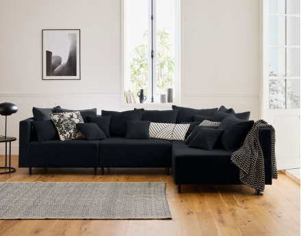 Canapé modulable d'angle réversible 4 places en velours côtelé Edinburg