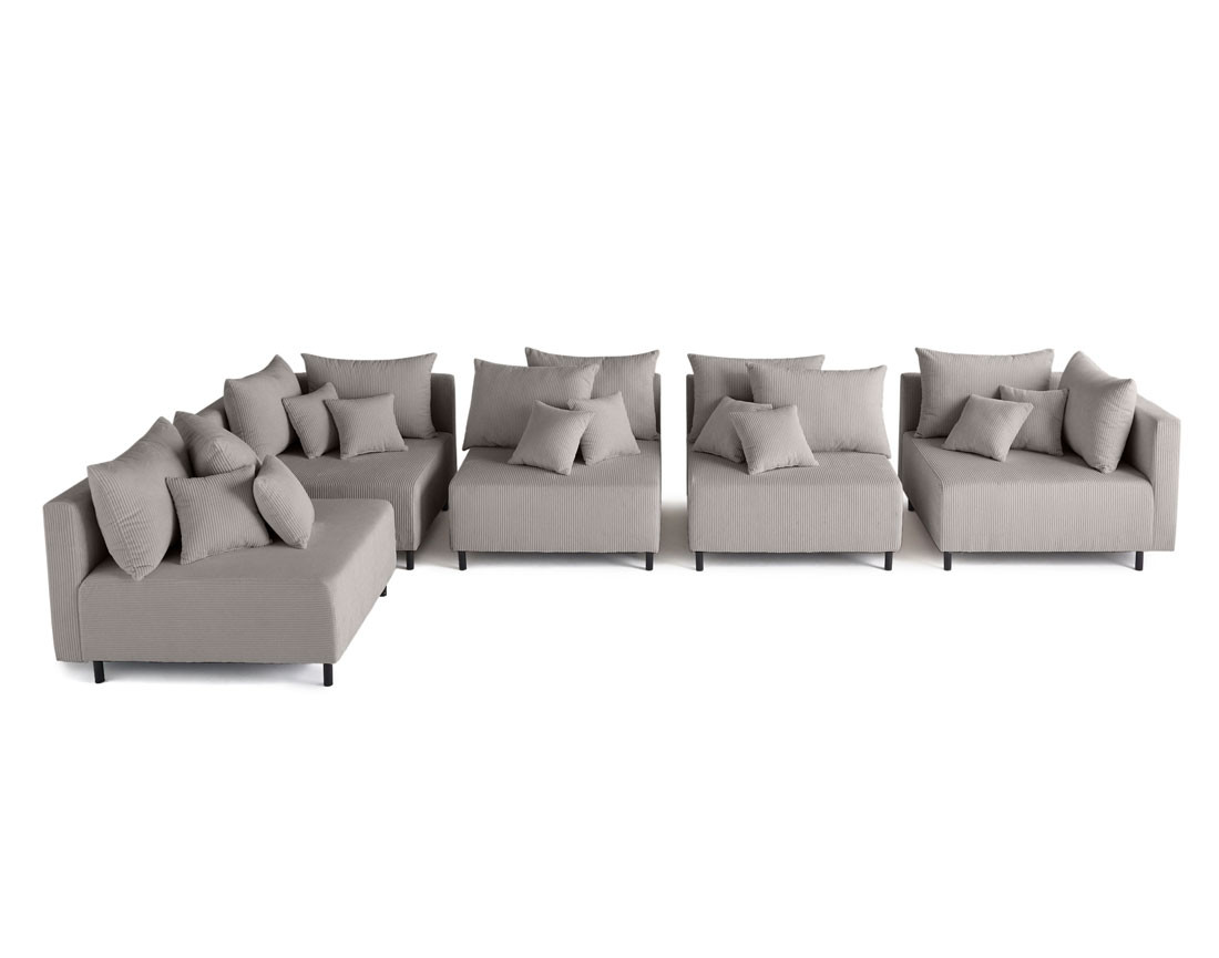 Canapé d'angle modulable 5 places en velours côtelé Edinburg