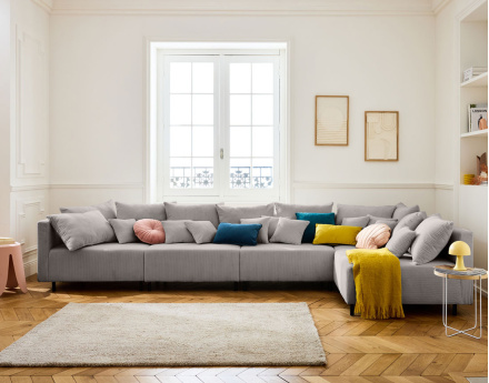 Edinburg - canapé modulable d'angle réversible 5 places - en velours côtelé Lisa Design