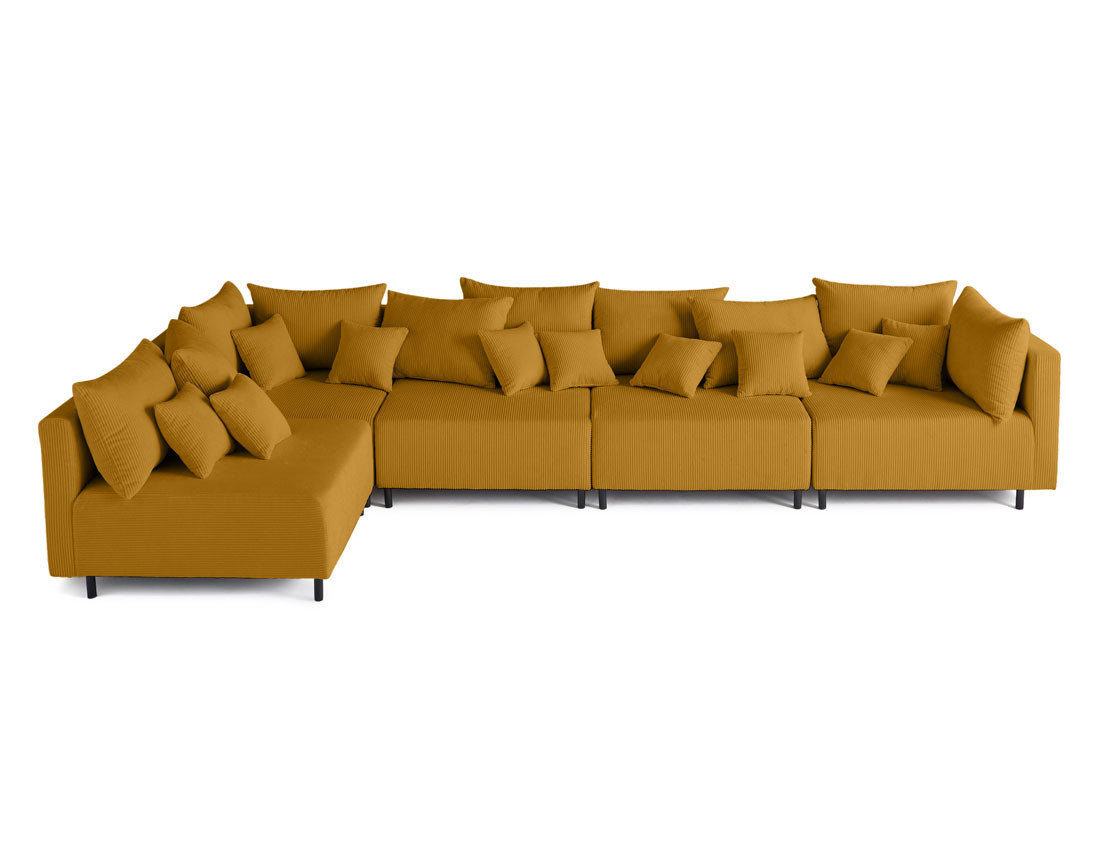 Canapé d'angle modulable 5 places en velours côtelé Edinburg
