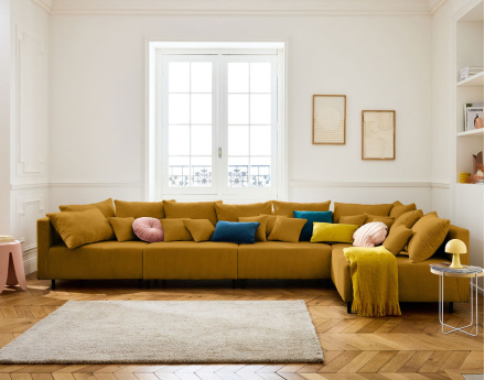 Edinburg - canapé modulable d'angle réversible 5 places - en velours côtelé Lisa Design