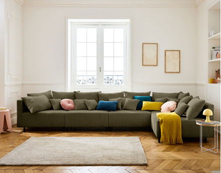 Edinburg - canapé modulable d'angle réversible 5 places - en velours côtelé Lisa Design