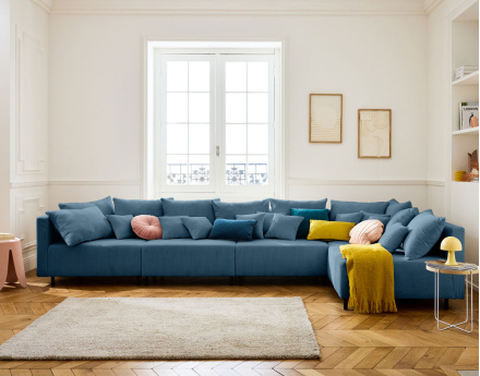 Edinburg - canapé modulable d'angle réversible 5 places - en velours côtelé Lisa Design