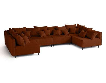 Canapé panoramique modulable 6 places en velours côtelé Edinburg